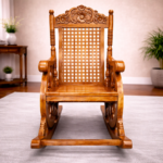 Handcrafted Cane-Back Wooden Rocking Chair
