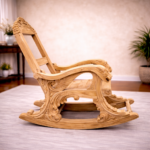 hand carved rocking chair, wooden rocking chair, royal wooden chair, traditional furniture, lion carved chair, antique style rocking chair, premium wooden furniture