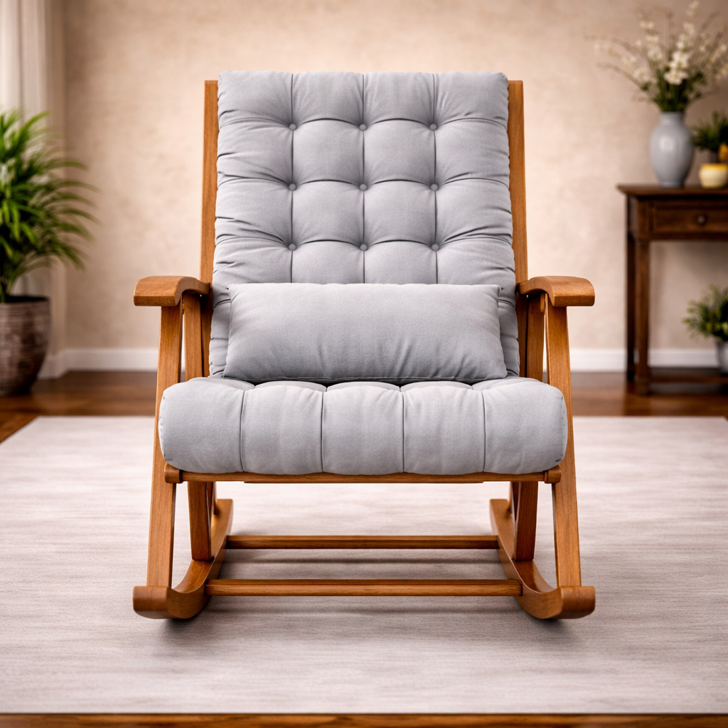 Premium Cushioned Wooden Rocking Chair