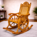 Handcrafted Cane-Back Wooden Rocking Chair