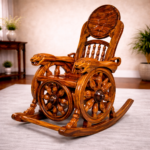 Royal Lion-Carved Wooden Rocking Chair