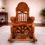 Royal Lion-Carved Wooden Rocking Chair