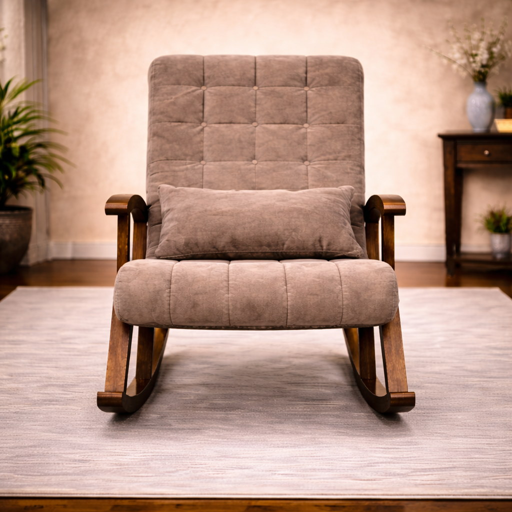 Premium Cushioned Wooden Rocking Chair