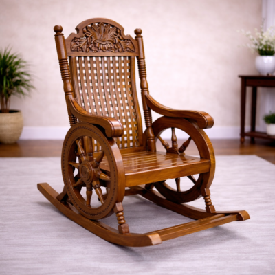 Royal Cane-Back Wooden Rocking Chair