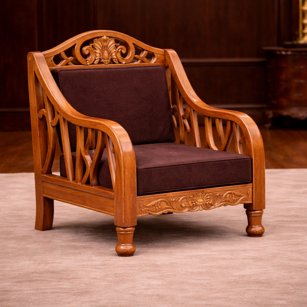 Premium Hand-Carved Teak Wood Royal Sofa Set
