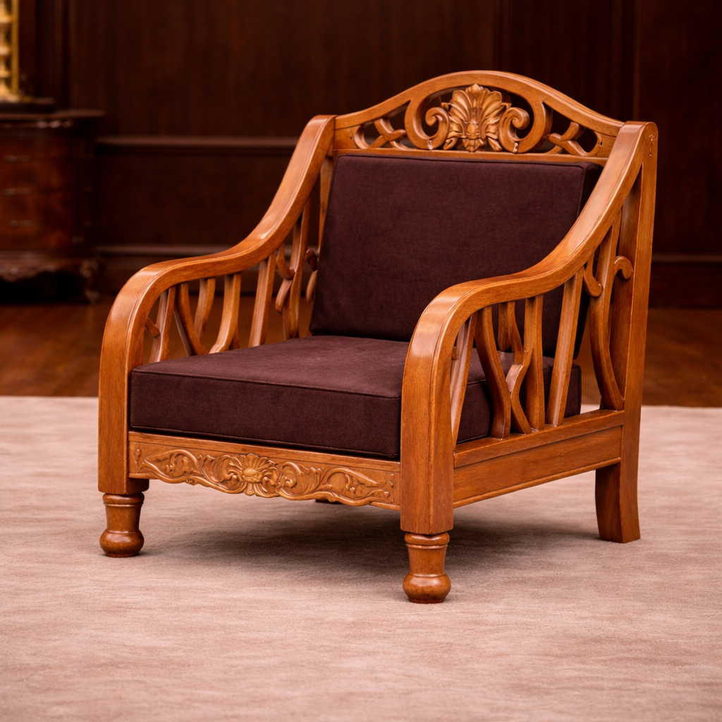 Premium Hand-Carved Teak Wood Royal Sofa Set