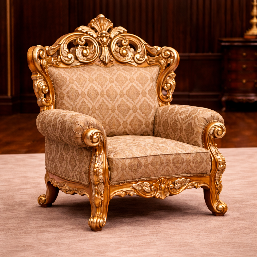 Royal Hand-Carved Teak Wood Sofa Set