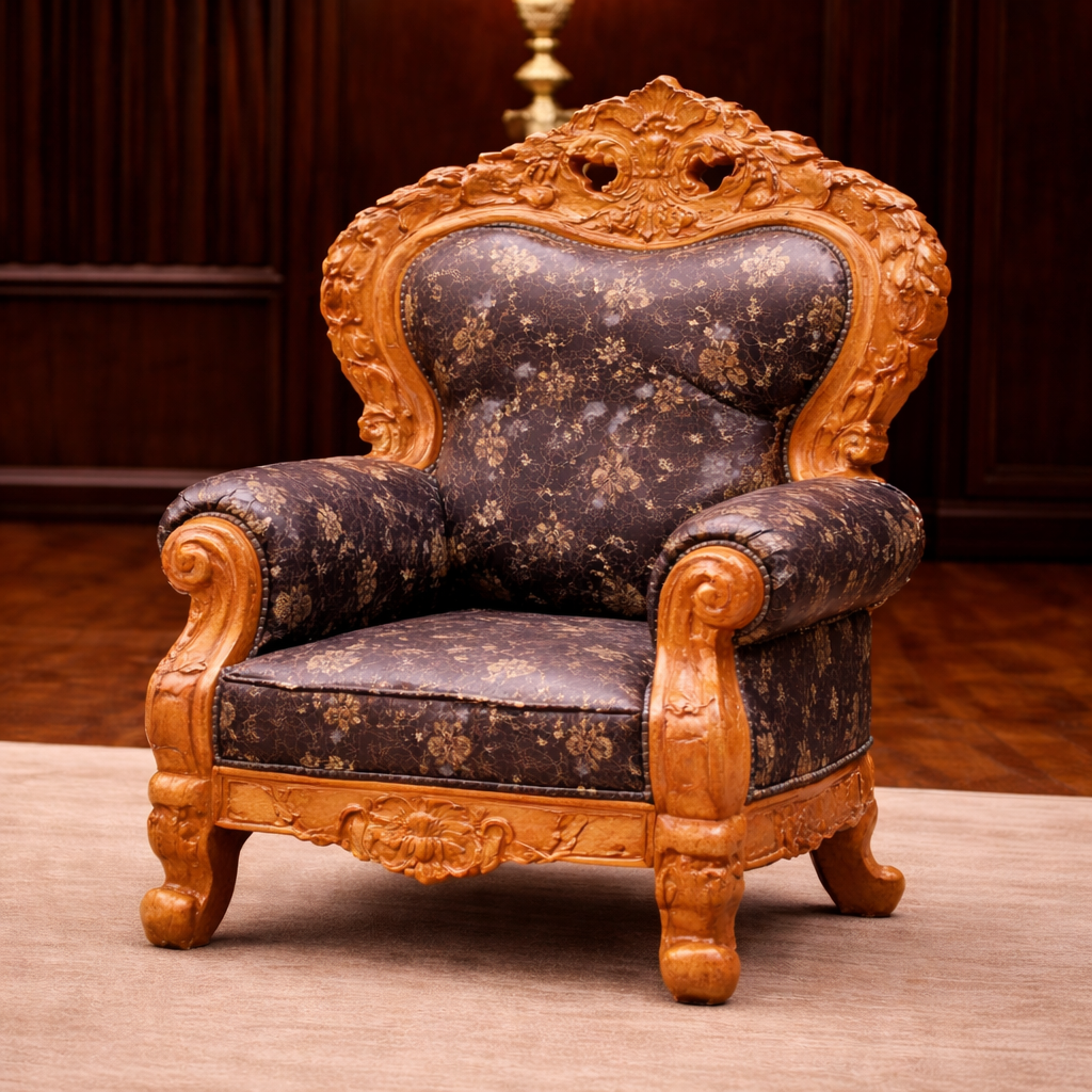 Royal Teak Wood Hand-Carved Sofa Set