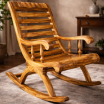 Classic Slatted Wooden Rocking Chair