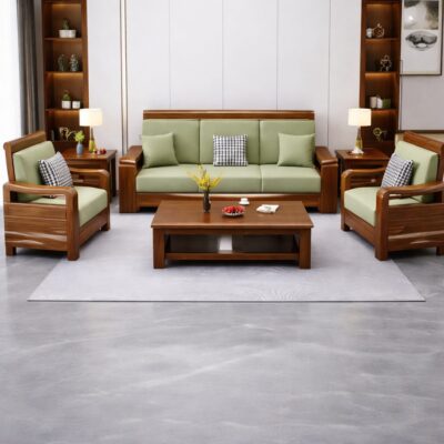 Premium Contemporary Teakwood Sofa Set with Center Table