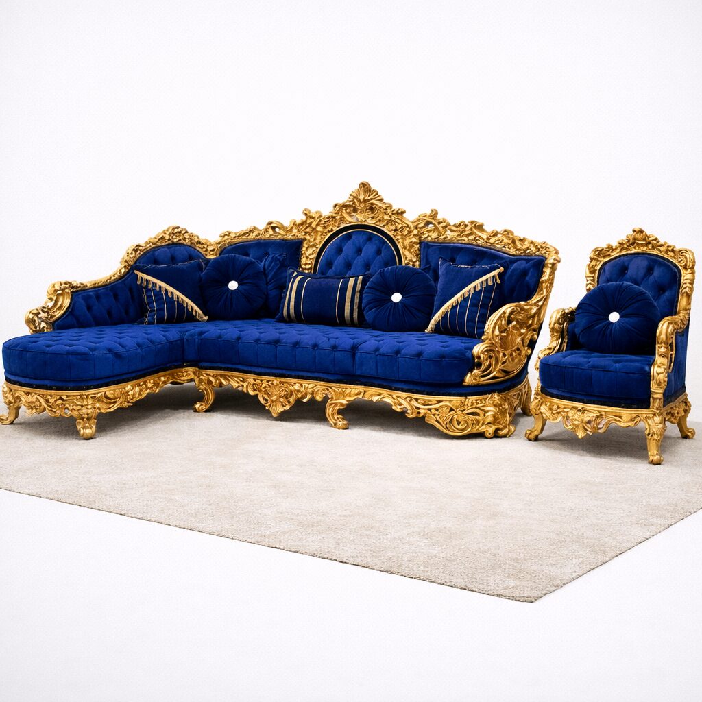 Imperial Luxury Teakwood Hand-Carved Palace Sofa Set