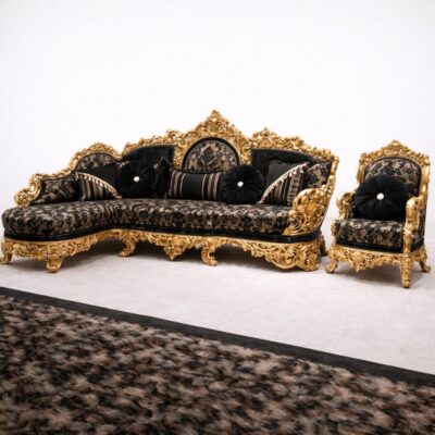 Imperial Luxury Teakwood Hand-Carved Palace Sofa Set