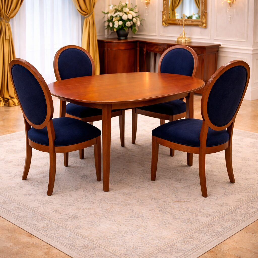Elegant Oval 4-Seater Dining Set in Teakwood