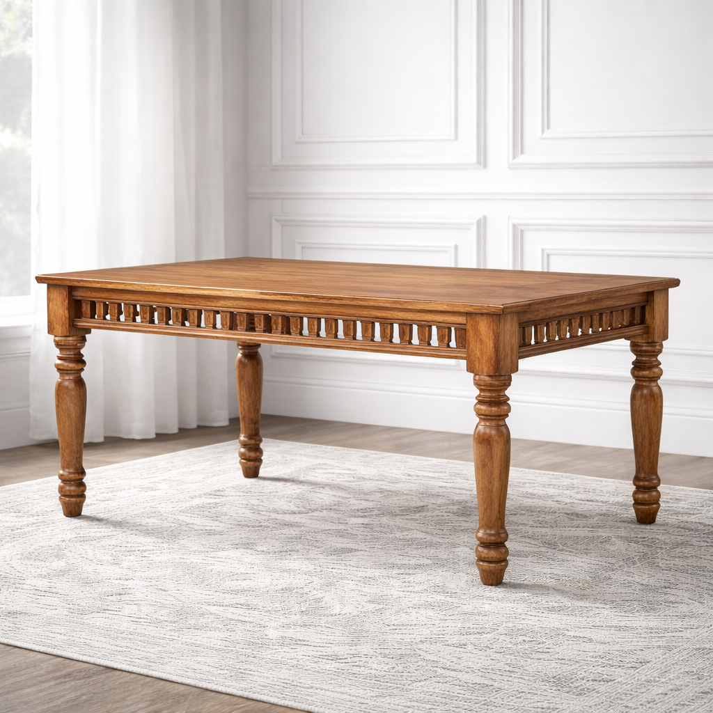 Elegant Panel-Back 6-Seater Dining Set in Teakwood