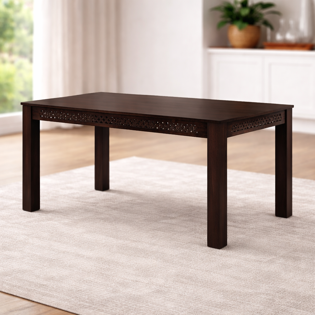 Modern Cutwork 6-Seater Dining Set in Teakwood