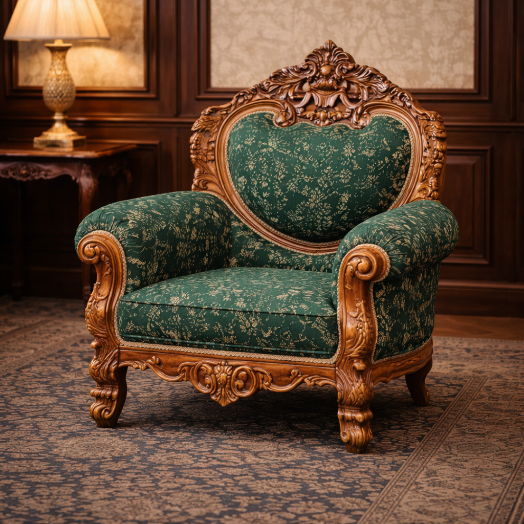 Royal Heart-Shape Teakwood Hand-Carved Sofa Set with Center Table Premium Design