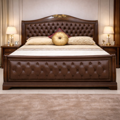 Royal Luxe Teakwood Upholstered Storage Bed | LW – 6.5 x 6 Ft |