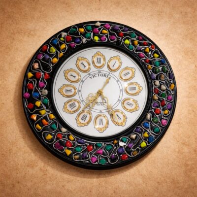 Decorative Artistic Inlay Wall Clock in Sheesham (Indian Rosewood)