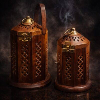 Hexagonal Wooden Dhoop Burner Box in Sheesham (Indian Rosewood)