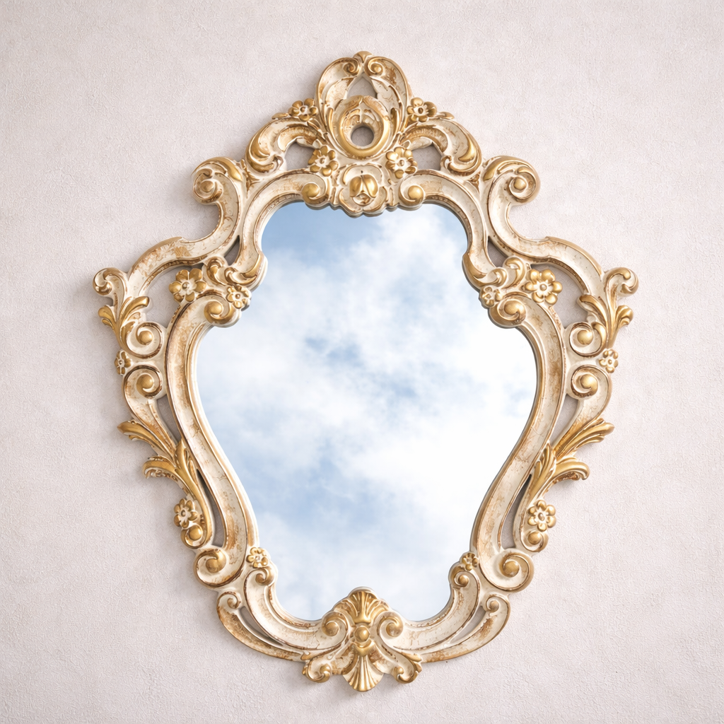 Royal Ornamental MDF Wall Mirror with Vintage Carved Frame