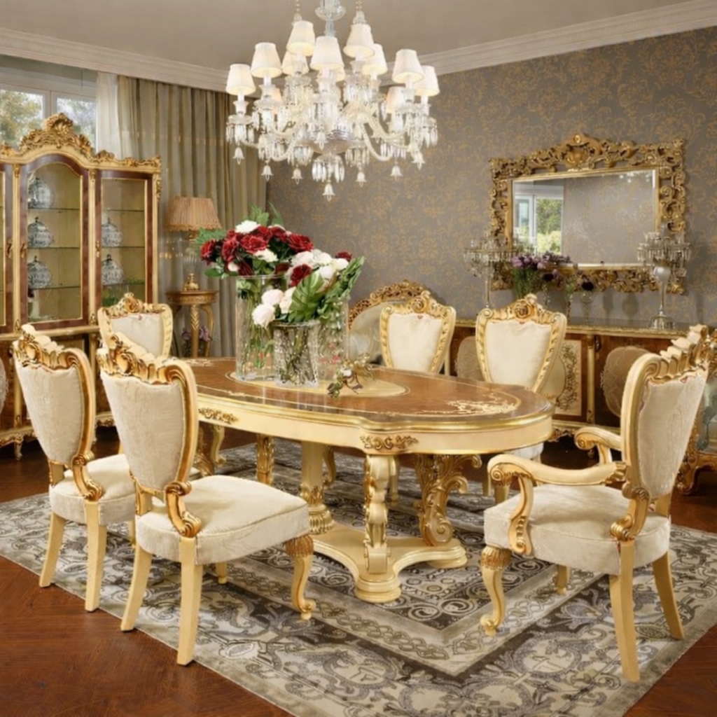 Luxury Oval Royal 6-Seater Dining Set in Teakwood