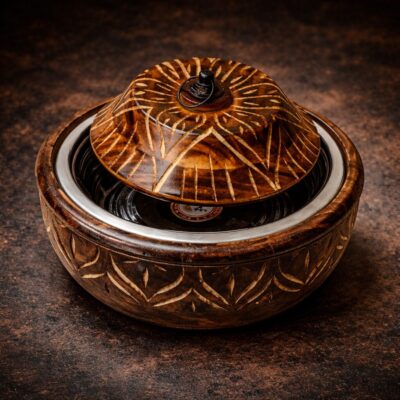 Wooden Roti Box with Lid in Sheesham (Indian Rosewood)