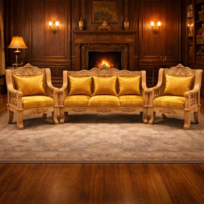 Royal Classic Hand-Carved Teakwood Sofa Set