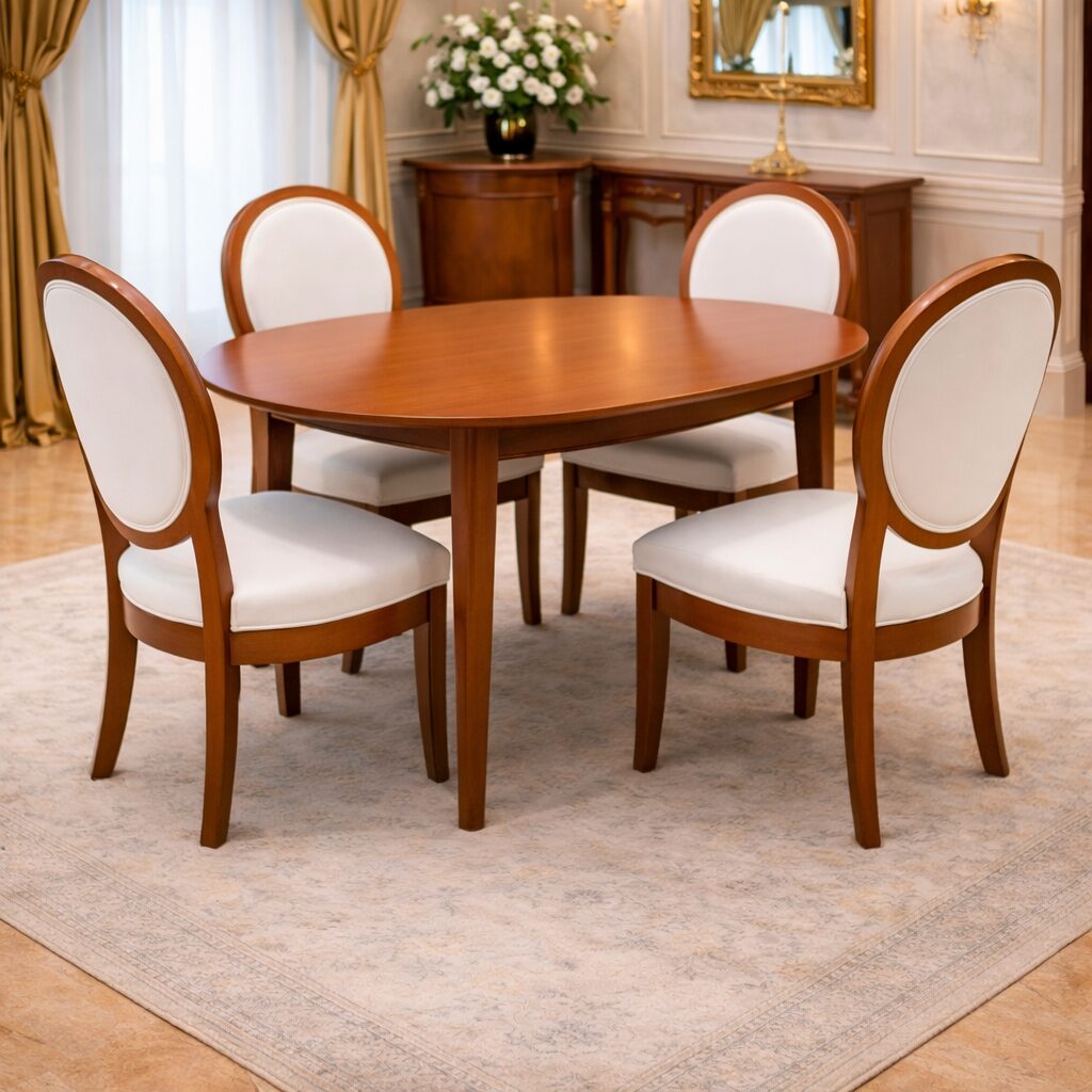 Elegant Oval 4-Seater Dining Set in Teakwood