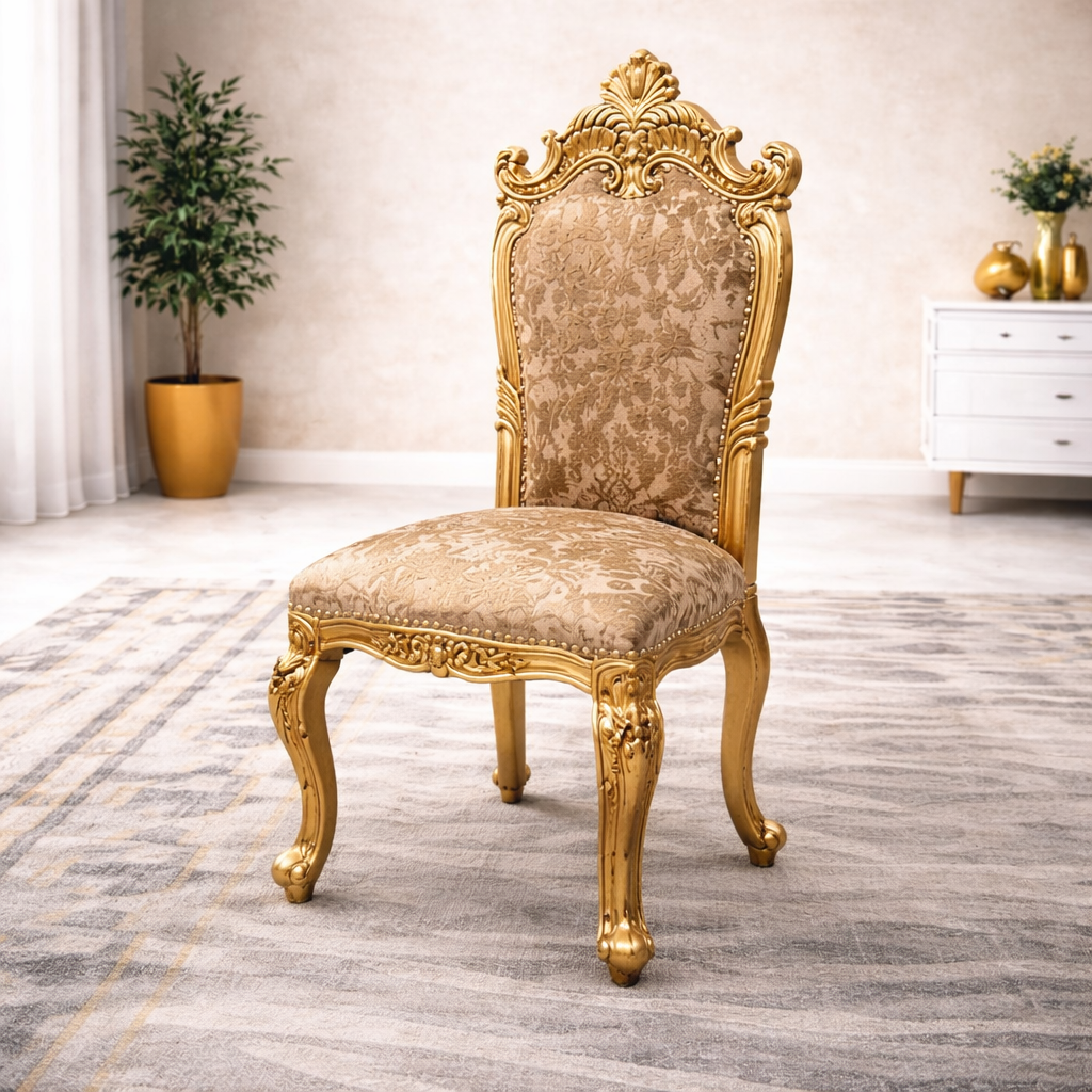 Imperial Gold Finish 8-Seater Royal Dining Set in Teakwood